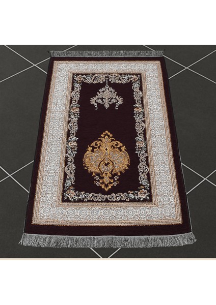 Kişiye Özel Nakış Işlemeli Çiçek Desenli Kendinden Saçaklı Mor Renk Hediyelik Seccade indirimleri