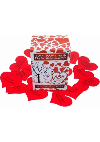 365 Gün Aşk Sözleri Kutusu – Kalpli Mesaj Kartları – Sevgiliye Özel Romantik Hediye