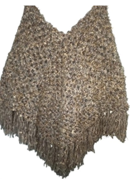 El Örgüsü Etnik Otantik Bej Kırçıllı Simli Panço modelleri