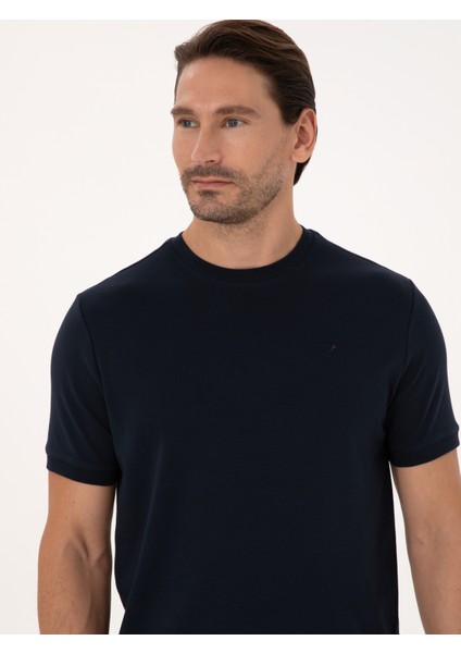 Erkek Lacivert Regular Fit %100 Pamuk Bisiklet Yaka Basic T-shirt 50319801-VR033 fiyatları