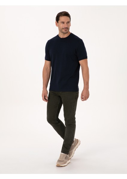 Erkek Lacivert Regular Fit %100 Pamuk Bisiklet Yaka Basic T-shirt 50319801-VR033 fırsatları