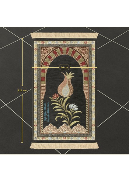 Kişiye Özel Nakış Işlemeli Lale Motifli Astarlı Saçaklı Gri Renk Hediyelik Seccade fırsatları