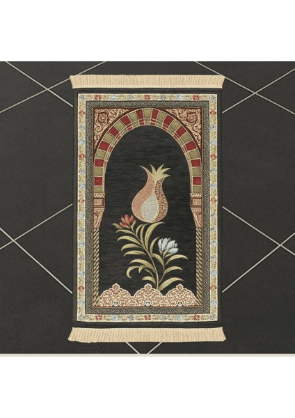 Kişiye Özel Nakış Işlemeli Lale Motifli Astarlı Saçaklı Gri Renk Hediyelik Seccade indirimleri