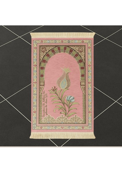 Kişiye Özel Nakış Işlemeli Lale Motifli Astarlı Saçaklı Siyah Renk Hediyelik Seccade fiyatları