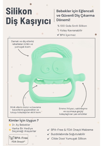 Açık Yeşil Bebek Silikon Diş Kaşıyıcı modelleri