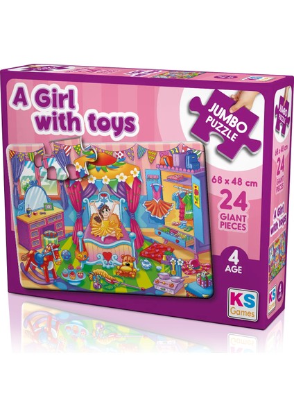 A Girl With Toys 24 Parça Jumbo Çocuk Puzzle