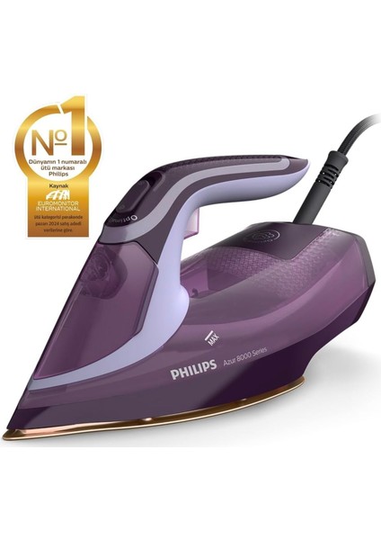 8000 Serisi Azur Buharlı Ütü - 3000W, Optimaltemp Teknolojisi, 55G/DK Sürekli Buhar, Sıfır Yanık Riski, 300 Ml'lik Su Haznesi + Tüy Toplayıcı indirimleri