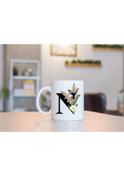 N Harfi Baskılı Porselen Kahve Kupası Hediyelik Eşya Hediyelik Kupa fiyatları