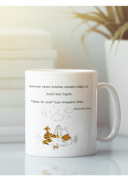 Beyaz Kupa Bardak Winnie Arkadaşlık Dostluk Kardeşlik