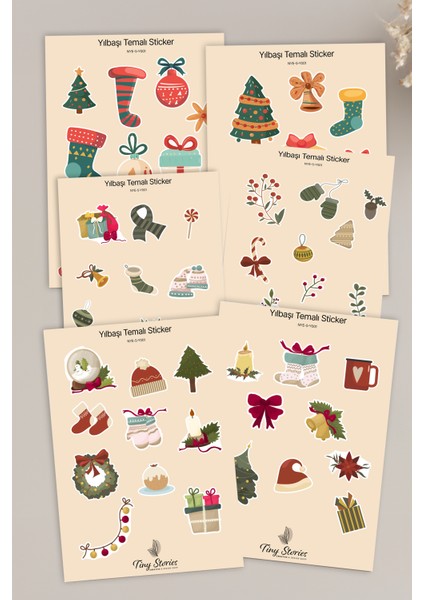 Yılbaşı Temalı Sticker Seti - 6 Adet / Ajanda, Defter,bullet Journal,scrapbook