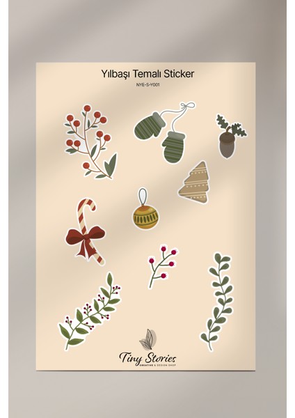 Yılbaşı Temalı Sticker Seti - 6 Adet / Ajanda, Defter,bullet Journal,scrapbook modelleri