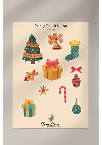 Yılbaşı Temalı Sticker Seti - 6 Adet / Ajanda, Defter,bullet Journal,scrapbook fırsatları