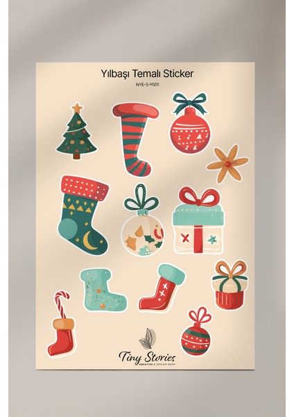 Yılbaşı Temalı Sticker Seti - 6 Adet / Ajanda, Defter,bullet Journal,scrapbook indirimleri