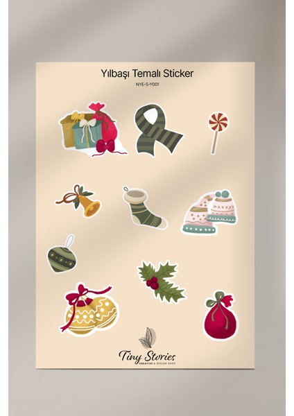 Yılbaşı Temalı Sticker Seti - 6 Adet / Ajanda, Defter,bullet Journal,scrapbook