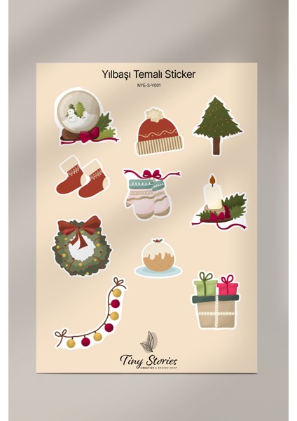 Yılbaşı Temalı Sticker Seti - 6 Adet / Ajanda, Defter,bullet Journal,scrapbook