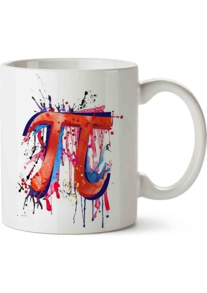 Pi Sayısı Kırmızı Sembollü Pi Sayısı 2 Porselen Kupa Bardak