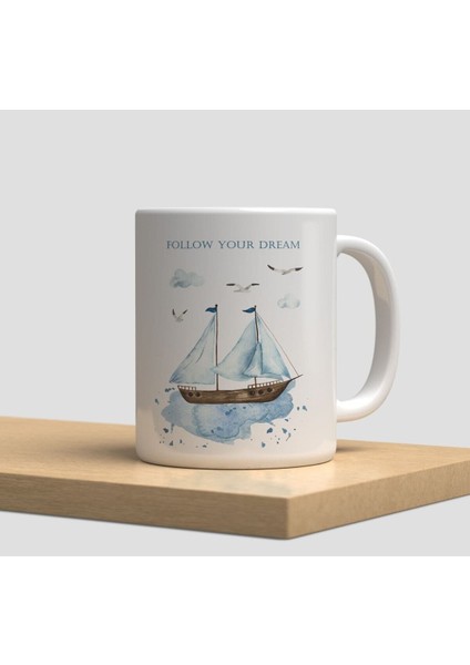 Deniz Çapa Yelken Gemi Deniz Feneri Beyaz Kupa Bardak