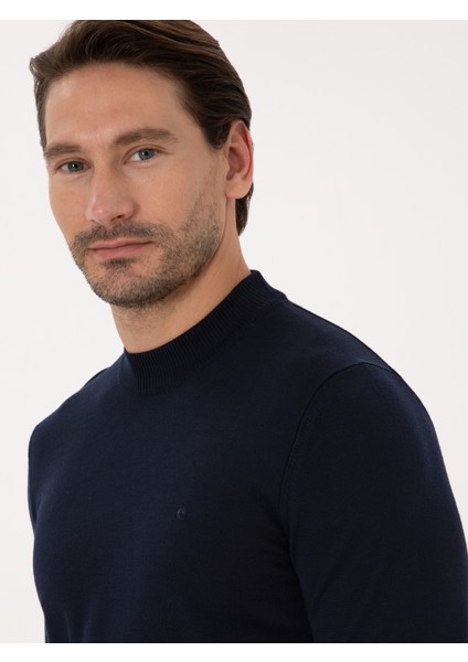 Erkek Lacivert Slim Fit Basic Kazak 50318891-VR033 fiyatları