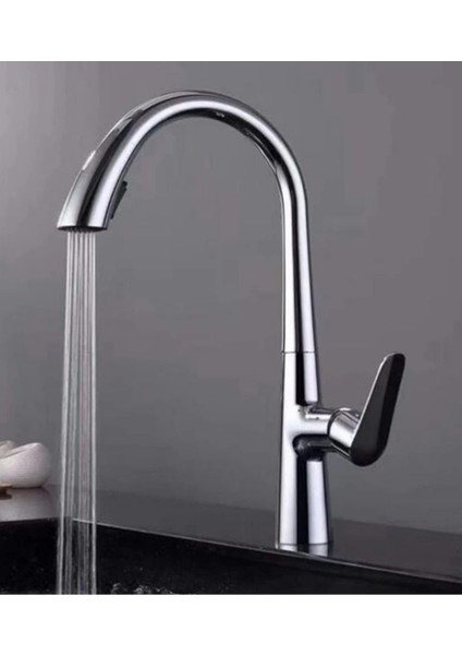 Gizli Spiralli Mutfak Evye Bataryası Gümüş