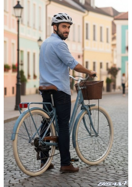 Sorrento-S Şehir Bisikleti 44 cm V 28 Jant 7 Vites Bebek Mavisi Silver