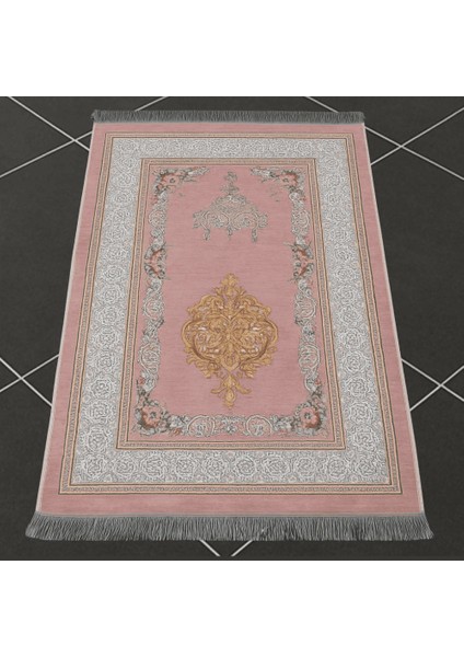 Kişiye Özel Nakış Işlemeli Çiçek Desenli Kendinden Saçaklı Pembe Renk Hediyelik Seccade indirimleri