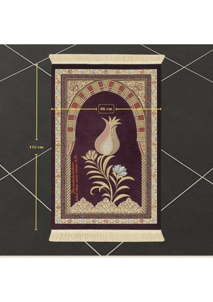 Kişiye Özel Nakış Işlemeli Lale Motifli Astarlı Saçaklı Kırmızı Renk Hediyelik Seccade fırsatları