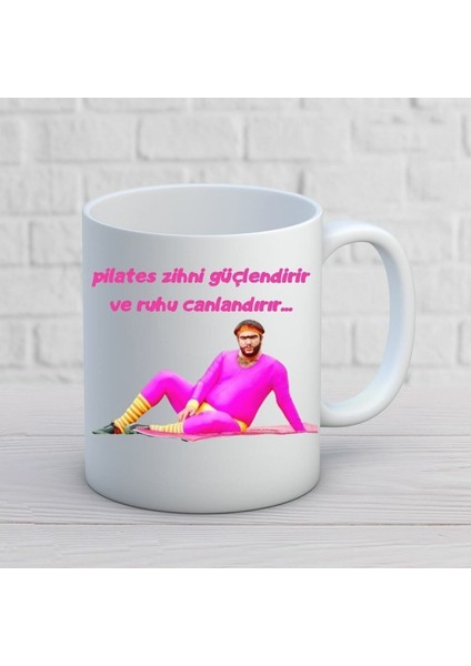 Pilates Tasarımlı Beyaz Kupa Bardak Modelleri