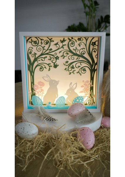 Paskalya Tavşanı Gölge Kutusu Lambası