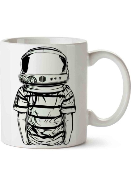 Astronot Uzay Astronaut Suit Drawing Porselen Kupa Bardak