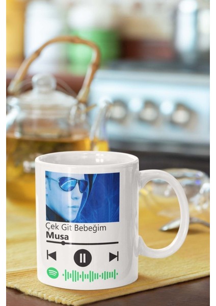 Musa Çek Git Bebeğim Spotify Qr Kod | Baskılı Porselen Kupa Bardak | Trend Hediyelik