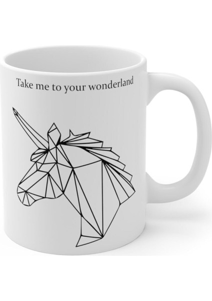 Geometrik Unicorn Baskılı Kupa Bardak