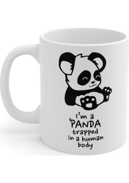 Hapsolmuş Panda Baskılı Kupa Bardak