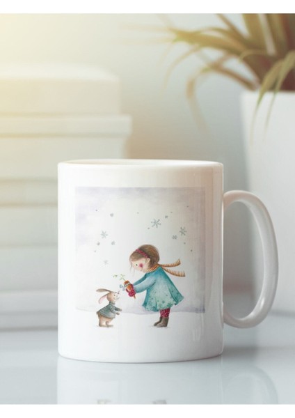 Beyaz Kupa Bardak Yılbaşı Yeni Yıl Kar Kış Zamanı