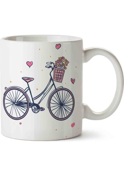 Bisiklet Kalp Love Sevgi Porselen Kupa Bardak