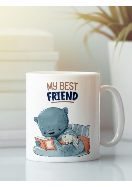 Beyaz Kupa Bardak G135 Aşk Dostluk Arkadaşlık Sevgi Kardeşlik Doğum Günü