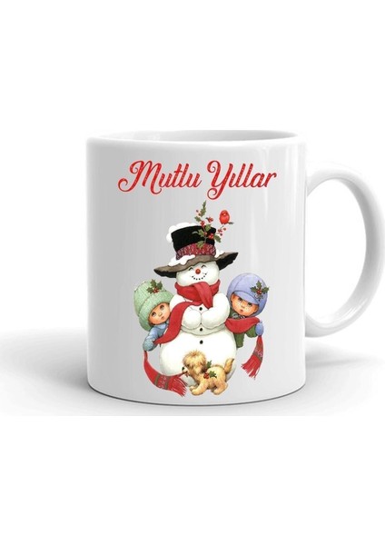 Yılbası Noel Temalı Baskılı Seramik Beyaz Kupa