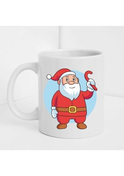 Yılbaşına Özel Noel Baba Figürlü Beyaz Baskılı Kupa/bardak