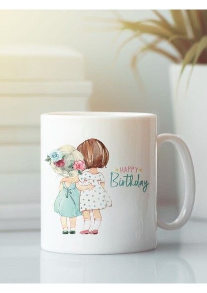 Beyaz Kupa Bardak G152 Aşk Dostluk Arkadaşlık Sevgi Kardeşlik Doğum Günü