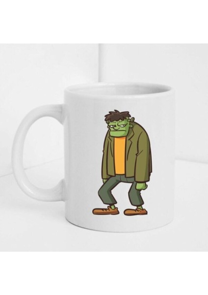 Canavar Figürlü Beyaz Baskılı Kupa Bardak