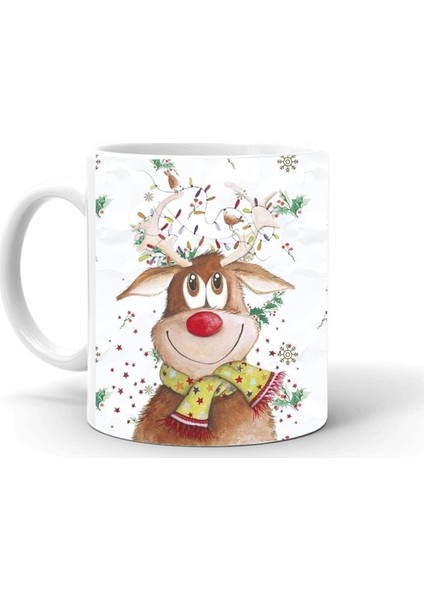 Yılbaşı Noel Temalı Baskılı Seramik Beyaz Kupa