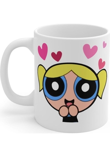 Beyaz Powerpuff Girls Bubbles Baskılı Kupa Bardak
