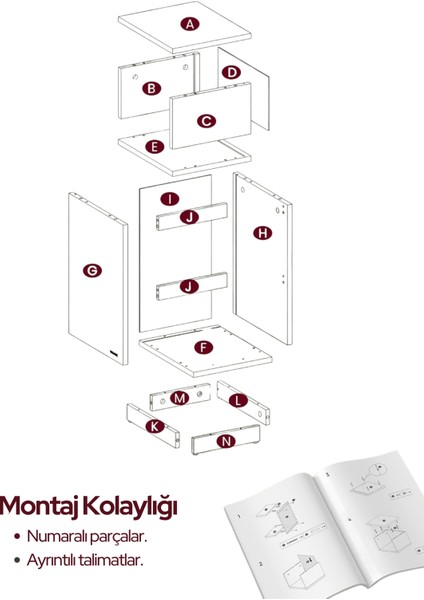 Alve Dar Komodin – 2 Çekmeceli, Değiştirilebilir Açık Bölmeli Yan Sehpa Yatak Odası & Oturma Odası Minimal Tasarım