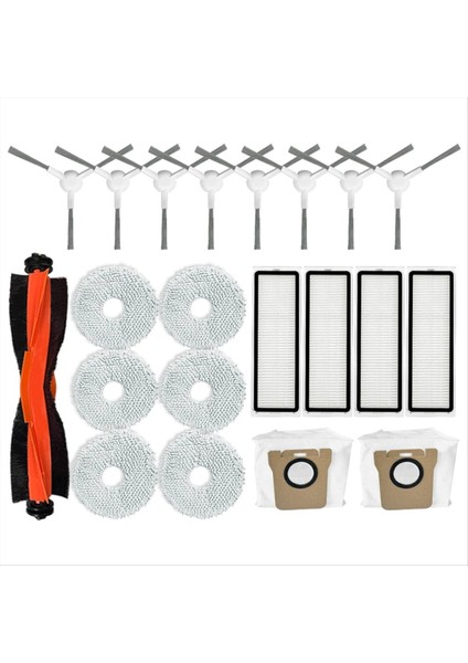 Robot Süpürge X20+ / X20 Plus Temizleyici Aksesuarları Kiti Ana Yan Fırça Filtre Paspas Bezi Toz Torbaları (Yurt Dışından)