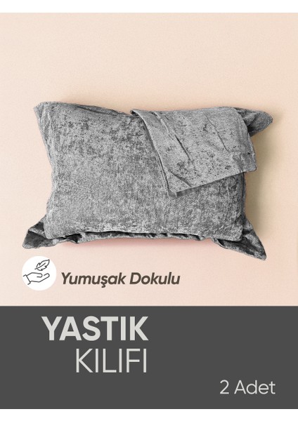Gri Oxford Yastık Kılıfı 2 Adet Set, Yumuşak Dokulu, Flaplı fiyatları