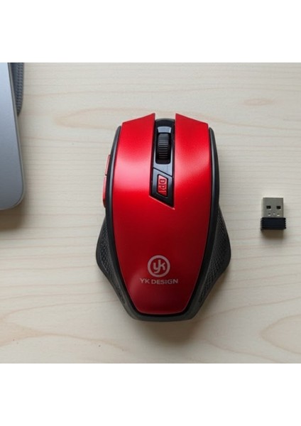 ® Kırmızı Renkli Baş Parmak Destekli Ergonomik Sessiz Kablosuz Mouse – USB Alıcılı, Ofis ve Oyun Için Konforlu Bilgisayar Faresi indirimleri