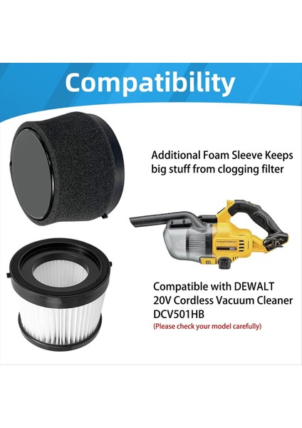 DCV5011H Yedek Filtre, Köpük Kollu Filtreli 20V Akülü Elektrikli Süpürge DCV501HB ile Uyumlu (Yurt Dışından) fırsatları