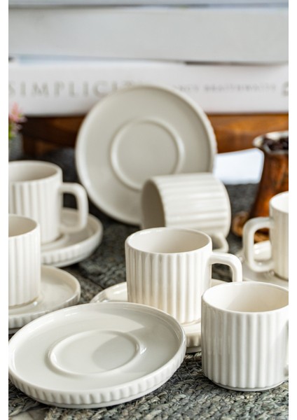 Satürn 12 Parça 6 Kişilik Porselen Kahve Fincan Takımı fırsatları