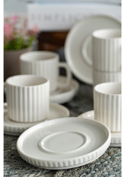 Satürn 12 Parça 6 Kişilik Porselen Kahve Fincan Takımı