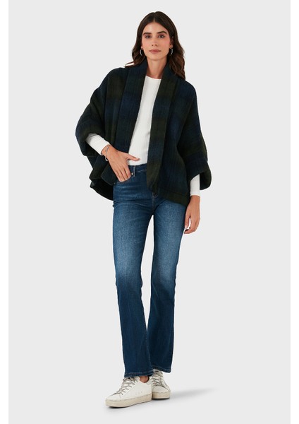 Kareli Yün Karışımlı Regular Fit Şal Yaka Panço Bayan Panço 6891201 fiyatları