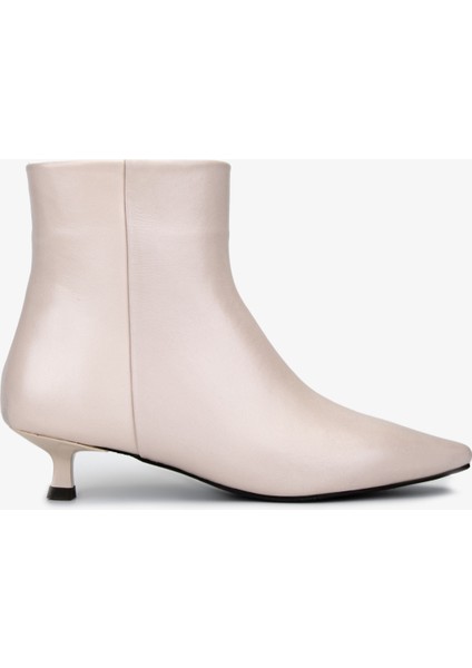 Kadın Hakiki Deri Bej Topuklu Bot 492 2035 Bn Bot SK25-26 Bej Dr